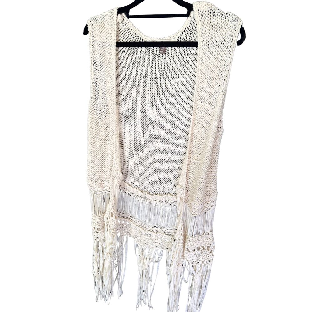 Haley K. Crochet Boho Vest Cream Color Women's Size large - Picture 4 of 5